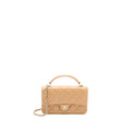 Chanel Top Handle Mini Flap Bag with Chain Lambskin Caramel L (Microchip)