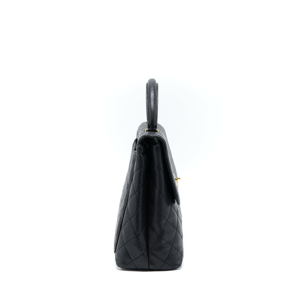 Chanel Vintage Top Handle Flap Bag Caviar Black