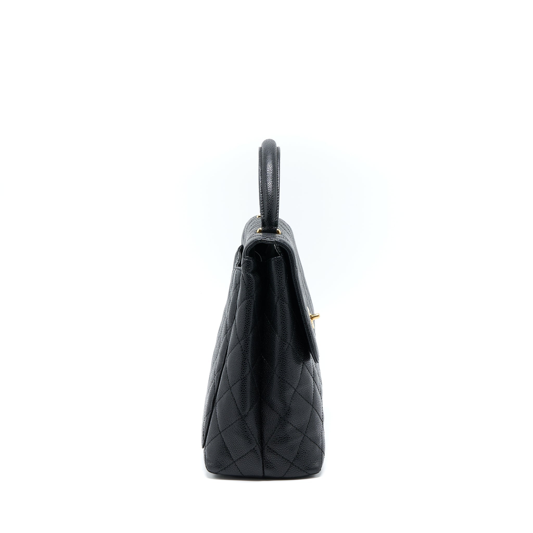 Chanel Vintage Top Handle Flap Bag Caviar Black