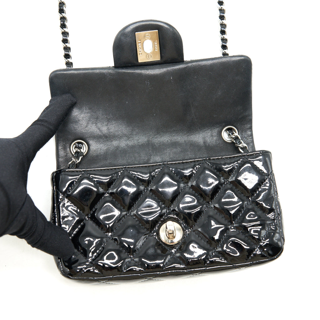 Chanel super mini Rectangular flap Bag Patent black