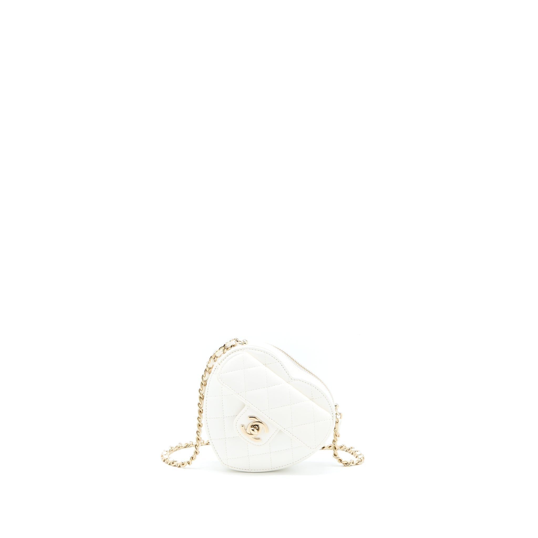 Chanel Small Heart Bag Lambskin White L