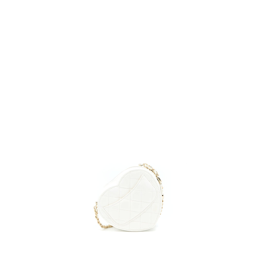 Chanel Small Heart Bag Lambskin White L