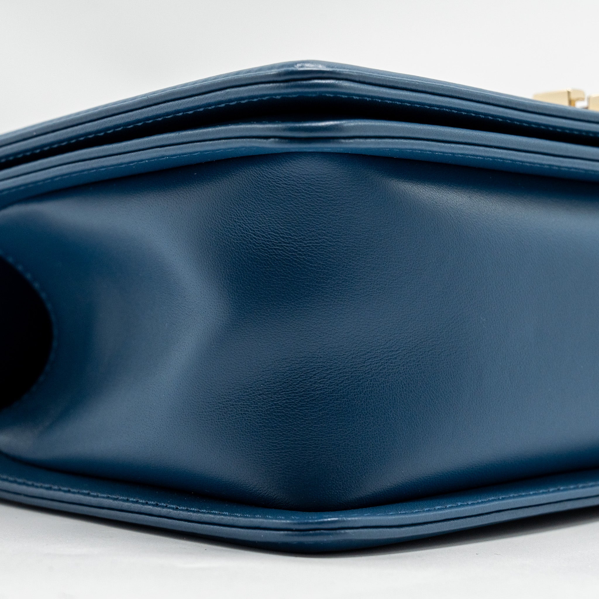 Chanel Medium Chevron Boy Bag Calfskin Blue