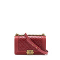 Chanel Medium Boy Bag Aged Calfskin Red With Ruthenium