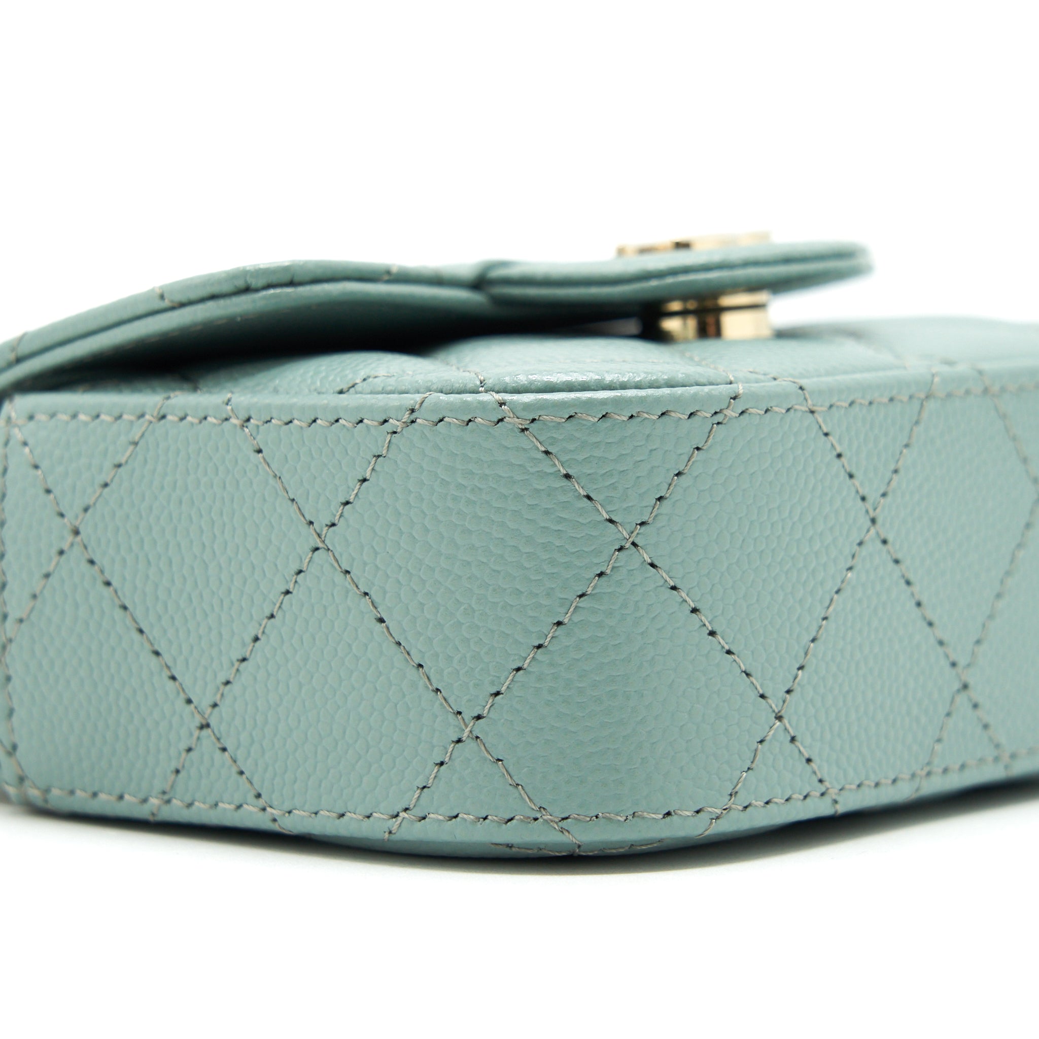 Chanel mini Flap Vanity with chain Caviar greyish green L