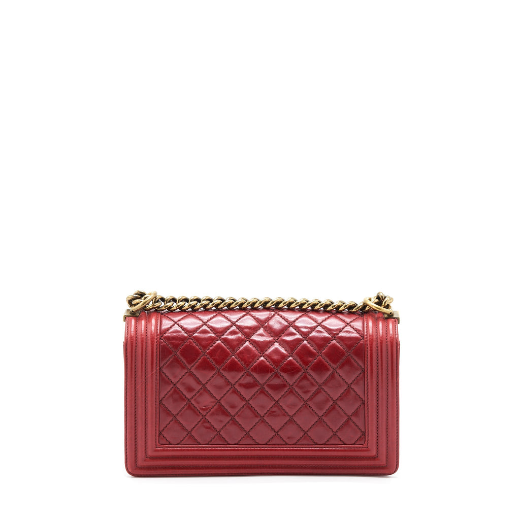 Chanel Medium Boy Bag Aged Calfskin Red With Ruthenium