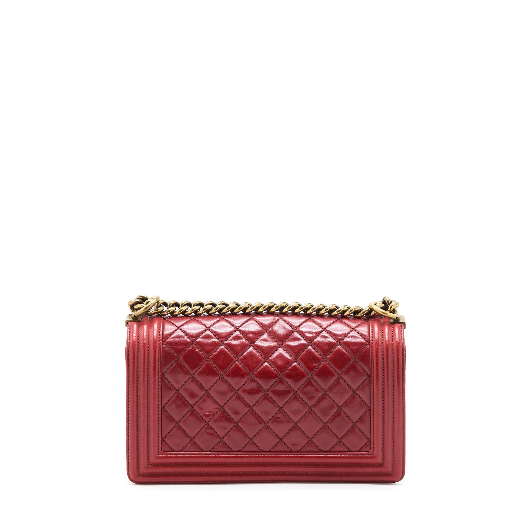Chanel Medium Boy Bag Aged Calfskin Red With Ruthenium