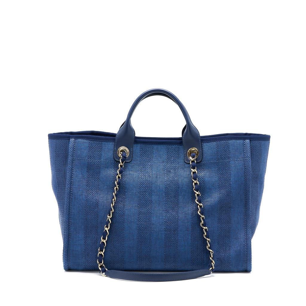 Chanel Deauville Tote Bag Canvas Dark Blue L