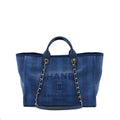 Chanel Deauville Tote Bag Canvas Dark Blue L