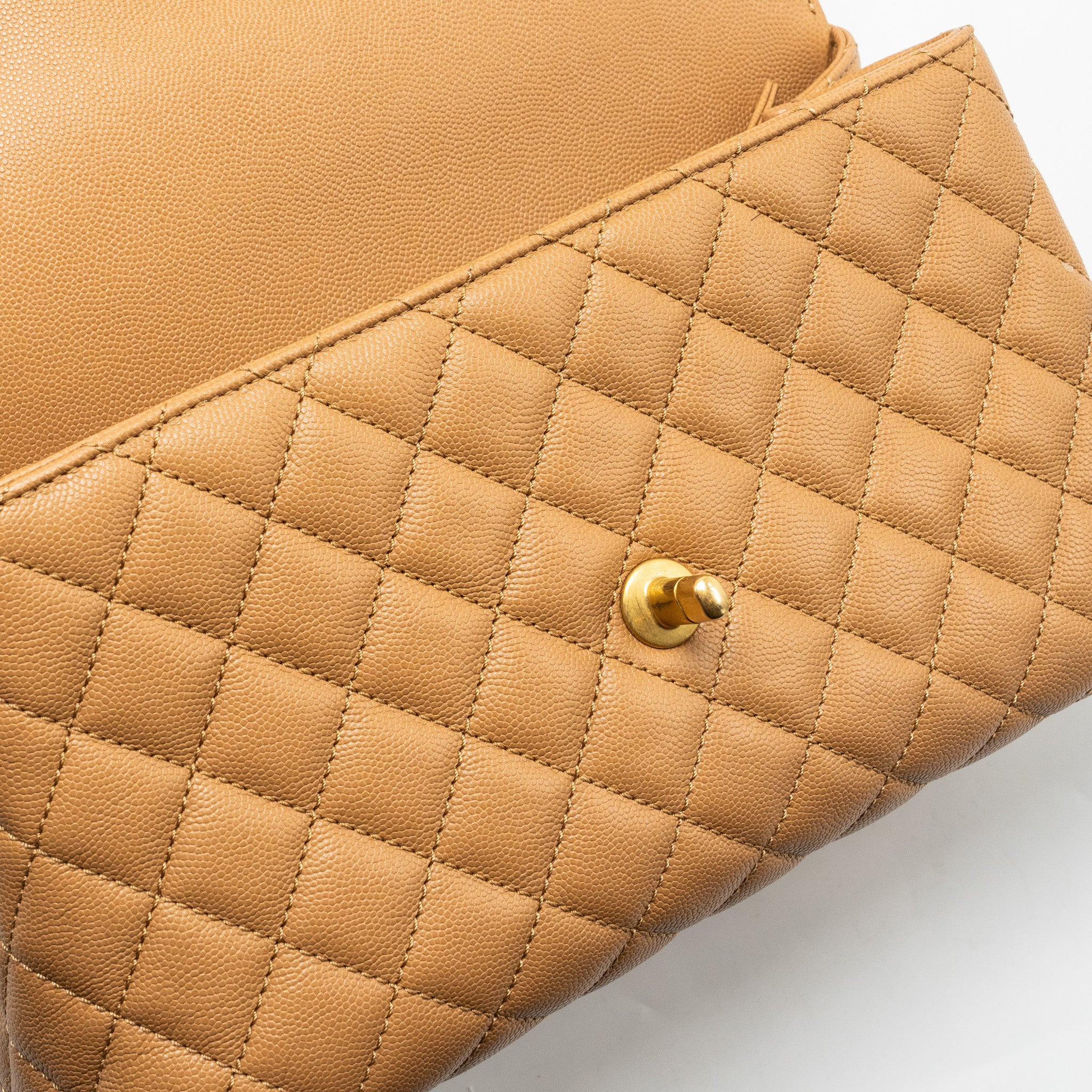 Chanel Medium Coco Handle Caviar Dark Beige  (microchip)