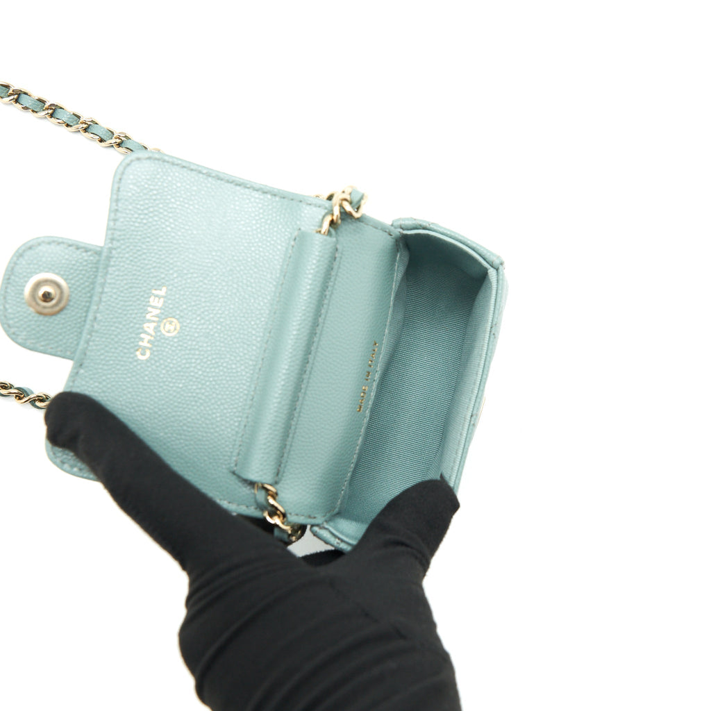 Chanel mini Flap Vanity with chain Caviar greyish green L