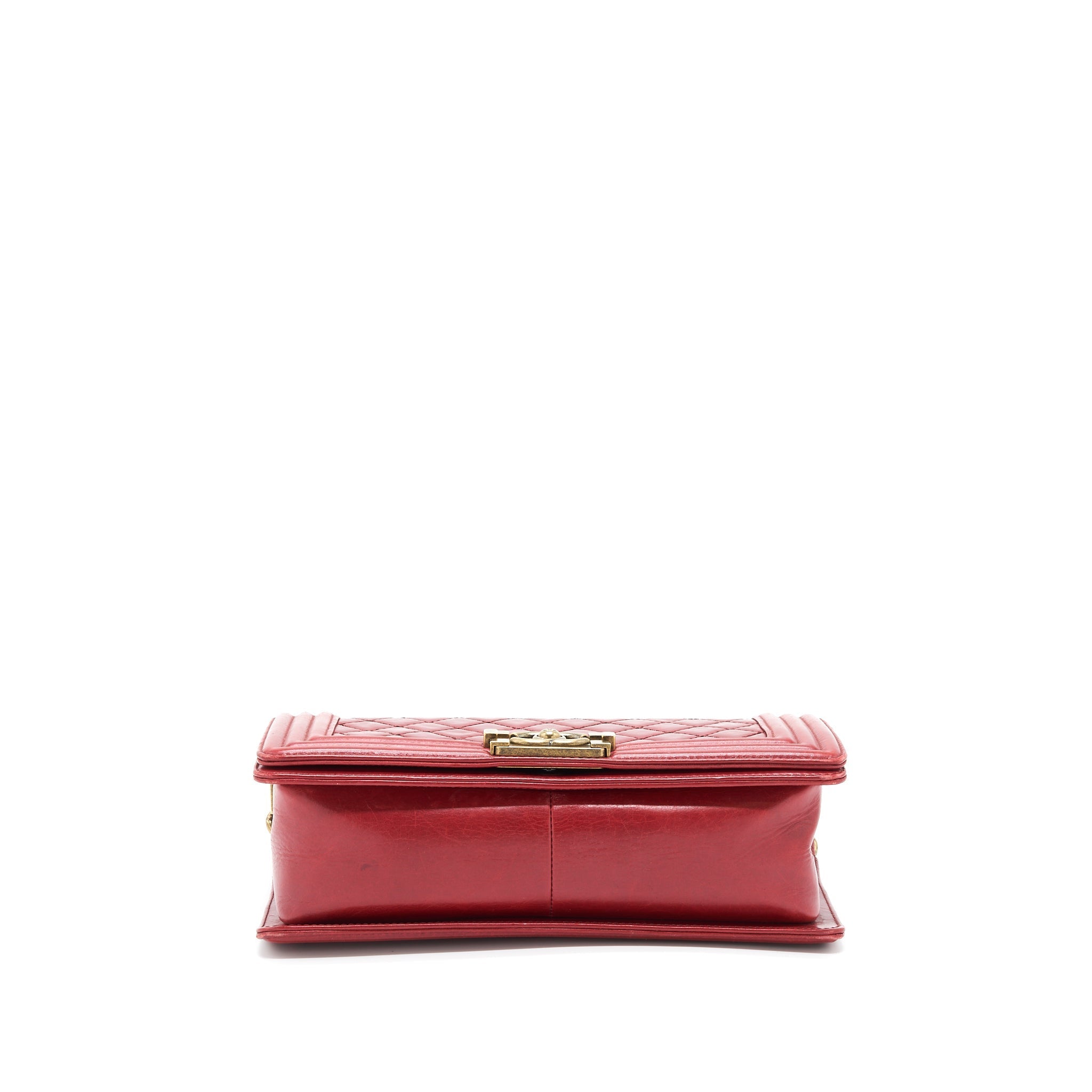 Chanel Medium Boy Bag Aged Calfskin Red With Ruthenium