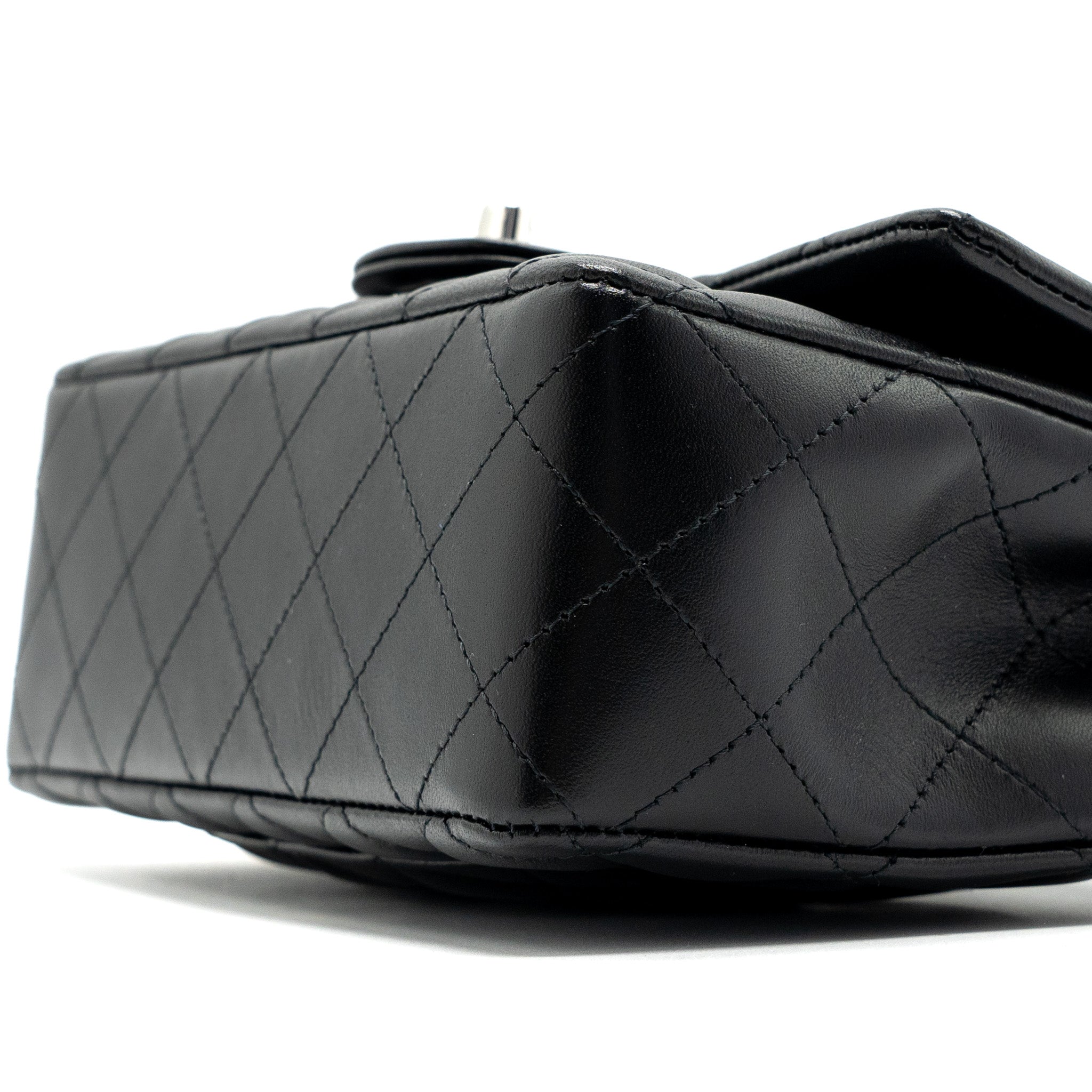 Chanel mini rectangular flap bag lambskin black   (microchip)