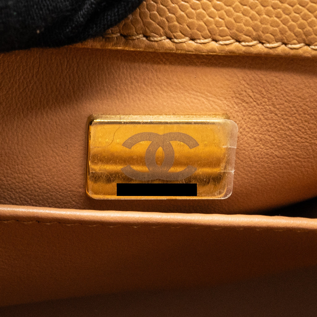 Chanel Medium Coco Handle Caviar Dark Beige  (microchip)