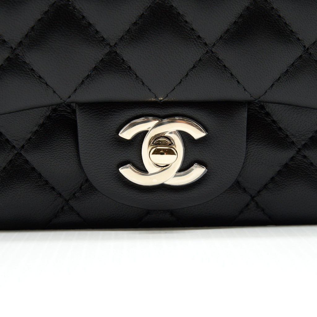 Chanel 22C Mini Square Flap Bag Lambskin Black L