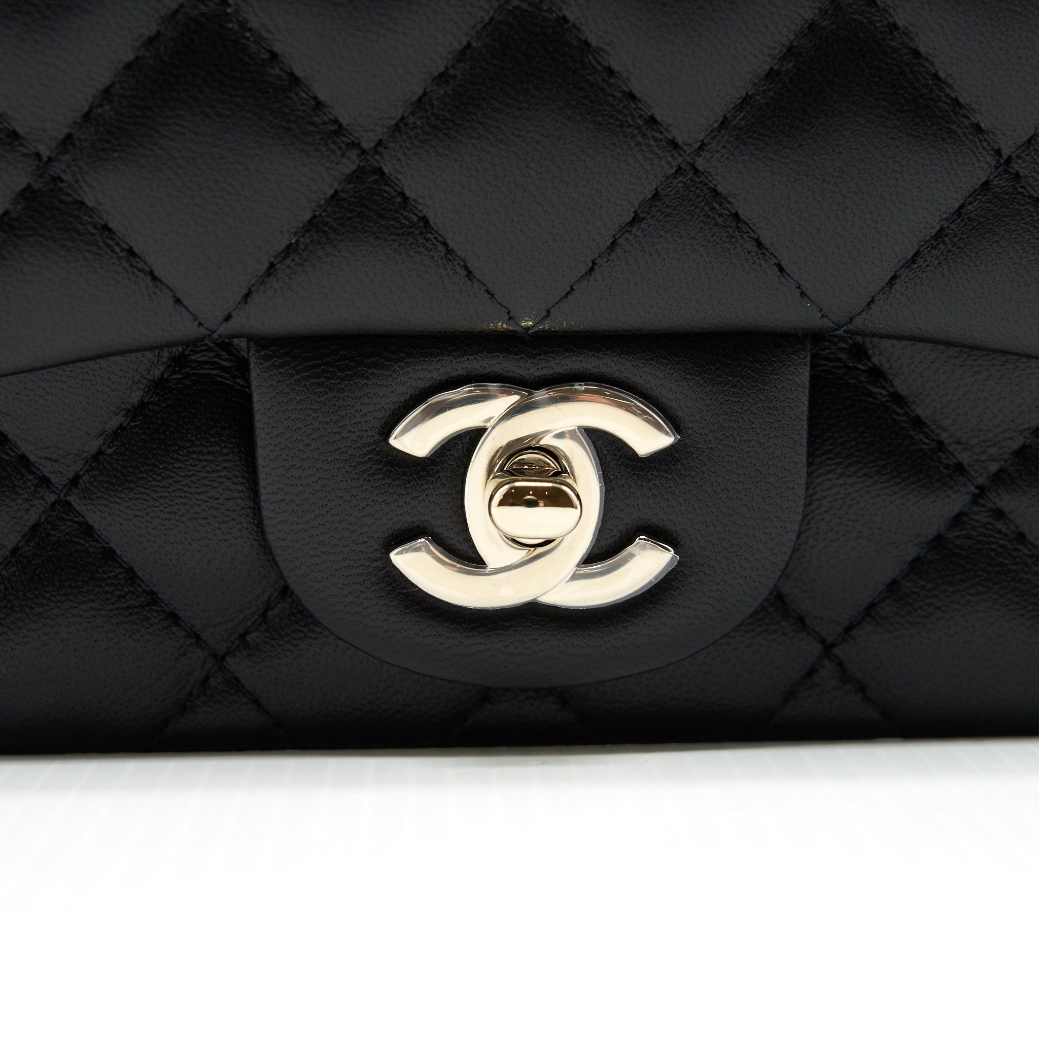 Chanel 22C Mini Square Flap Bag Lambskin Black L