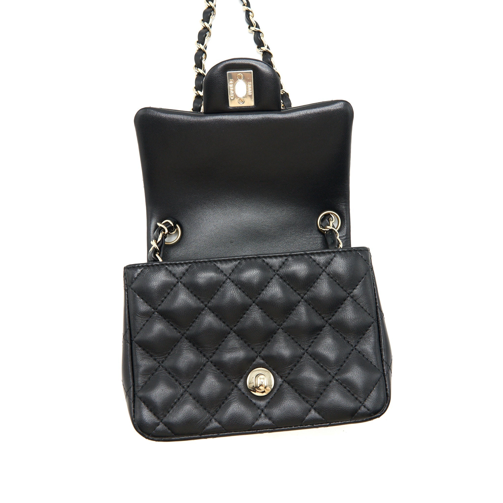 Chanel 22C Mini Square Flap Bag Lambskin Black L