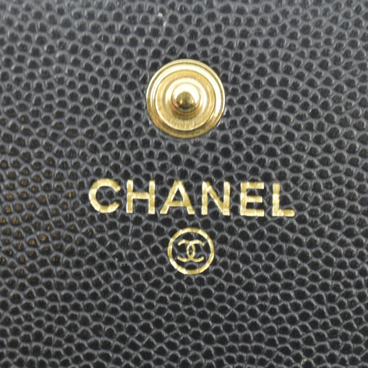 CHANEL Long Flap Quilted Caviar Wallet Black