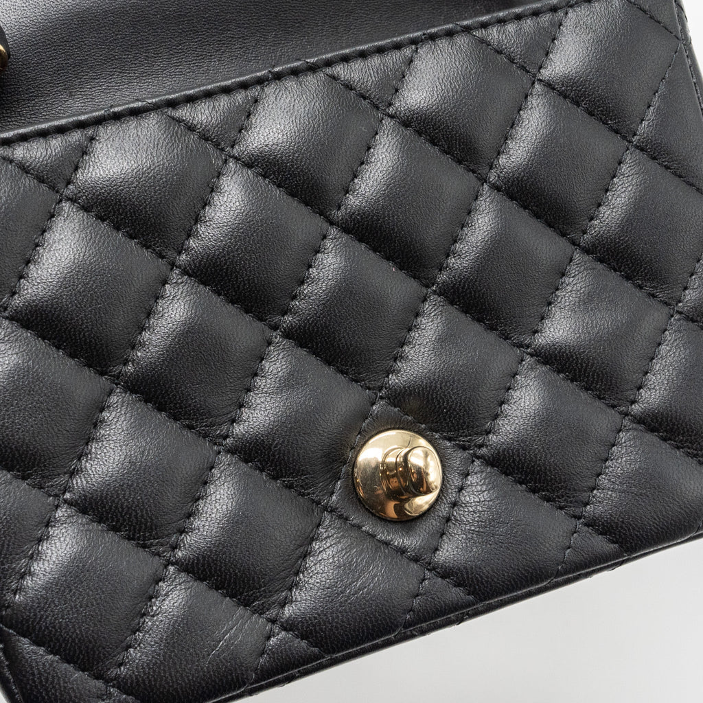 Chanel Mini Square Flap Bag Lambskin Black  (Microchip)