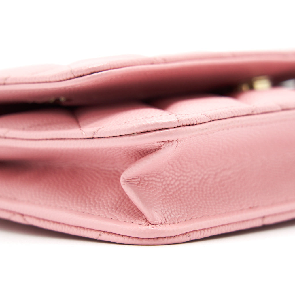 Chanel 22C Classic Wallet On Chain Caviar Pink L
