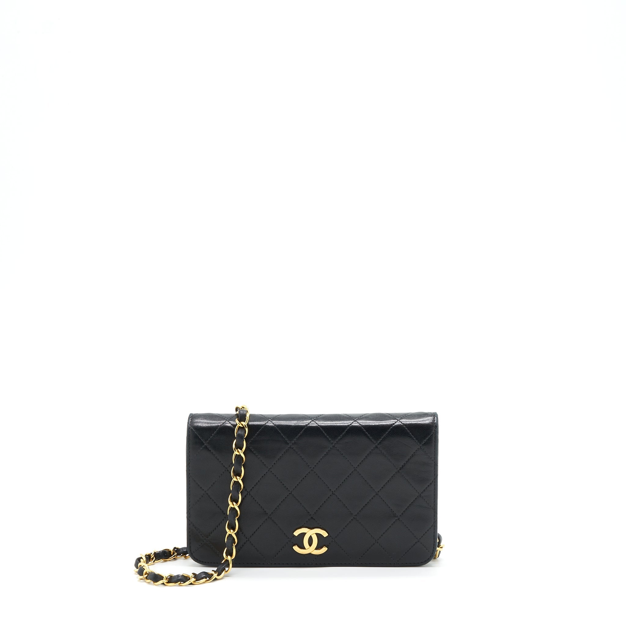 Chanel Vintage Quilted Flap Chain Wallet Black