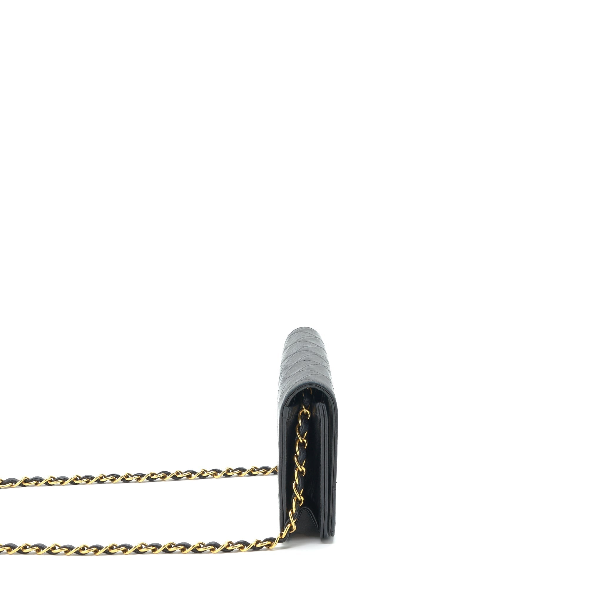 Chanel Vintage Quilted Flap Chain Wallet Black