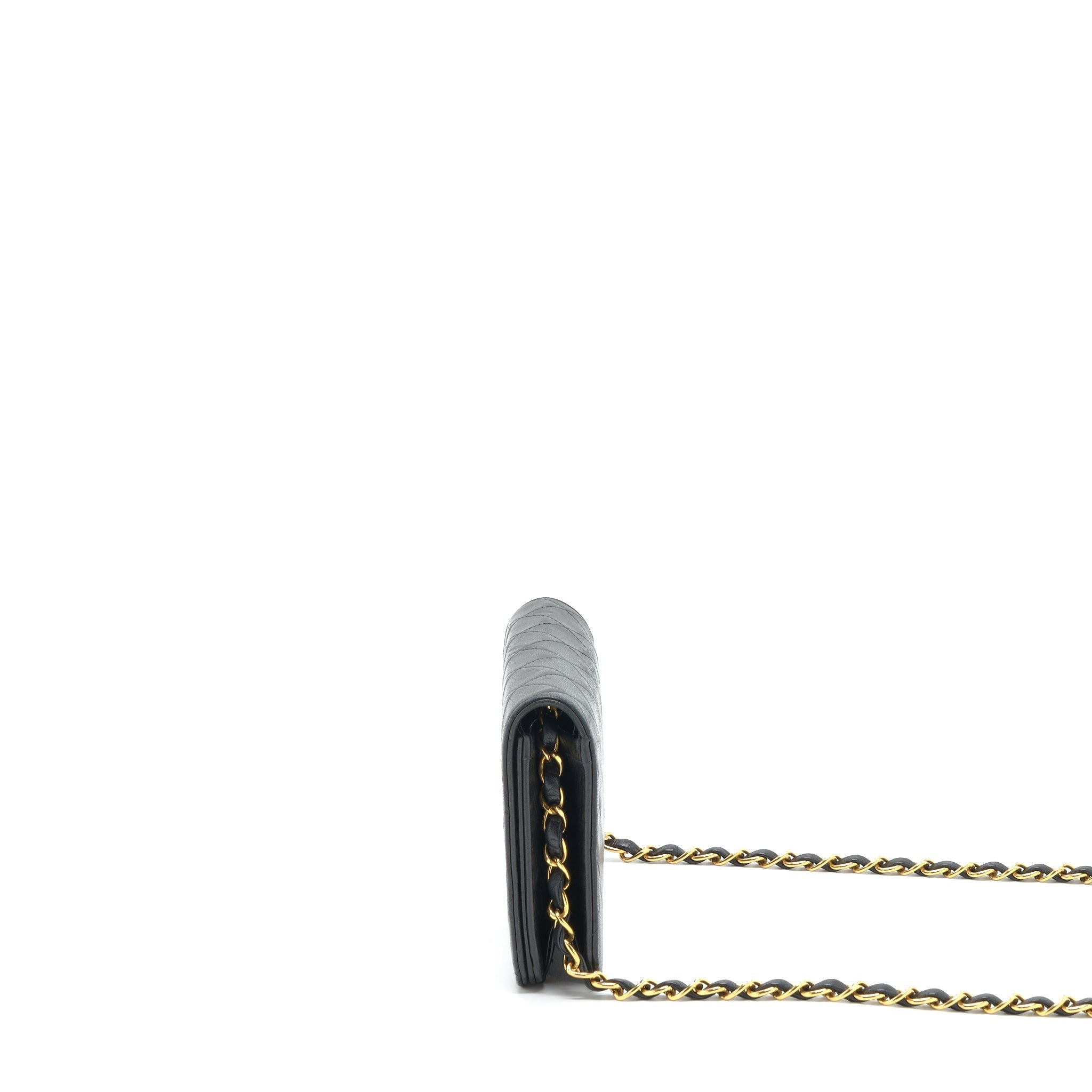 Chanel Vintage Quilted Flap Chain Wallet Black