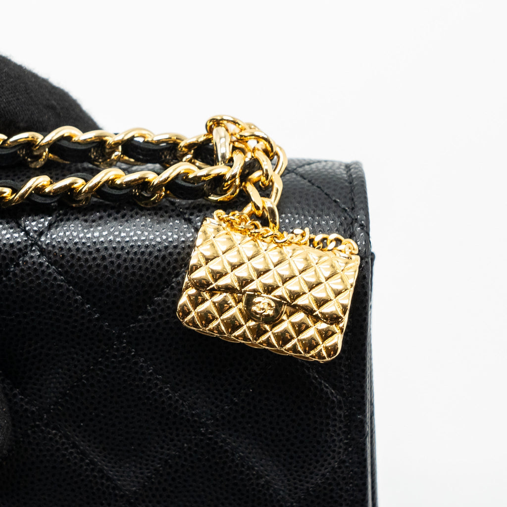 Chanel 23s Wallet On Chain with bag Charm Caviar Black (Microchip)