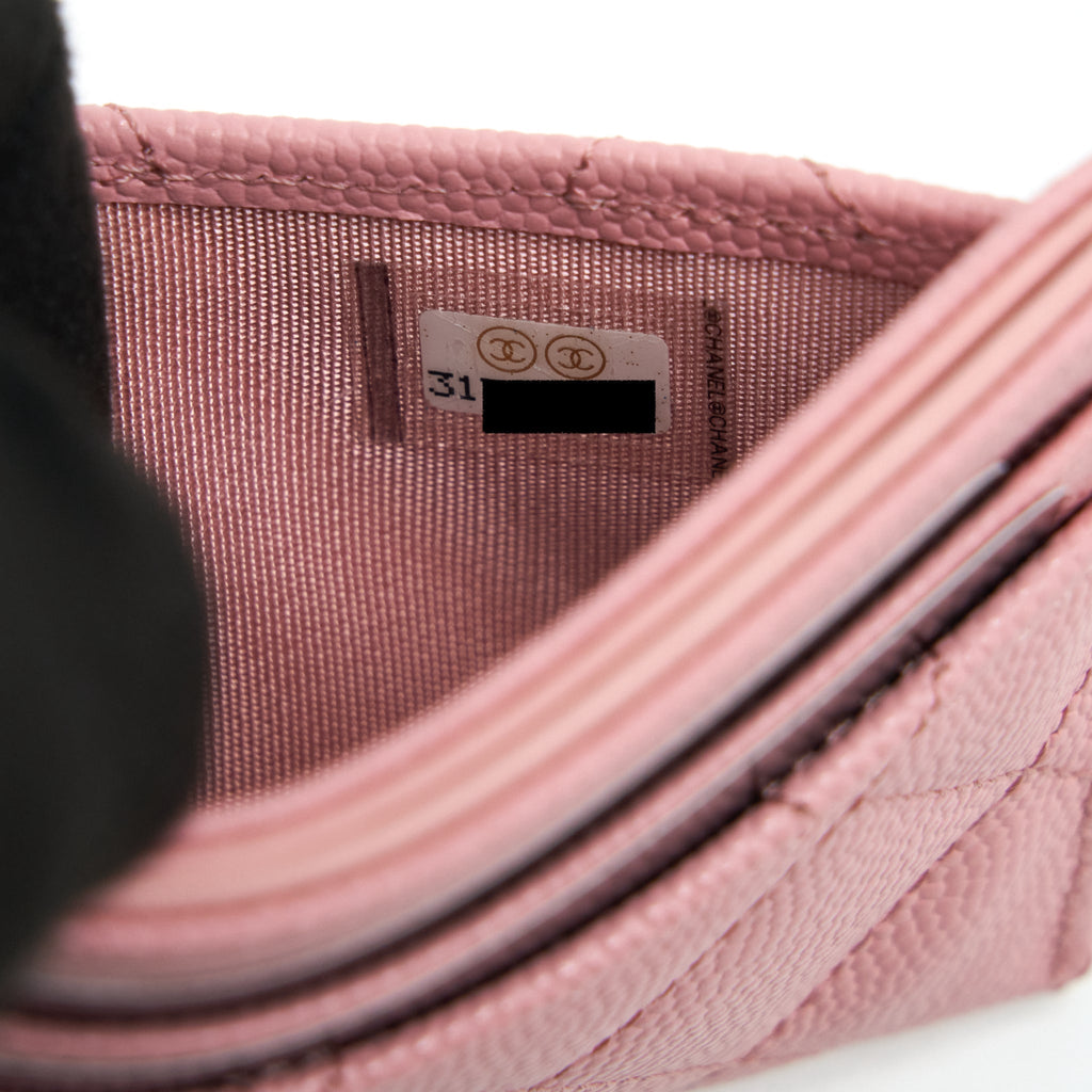 Chanel Classic Card Holder Caviar Pink L