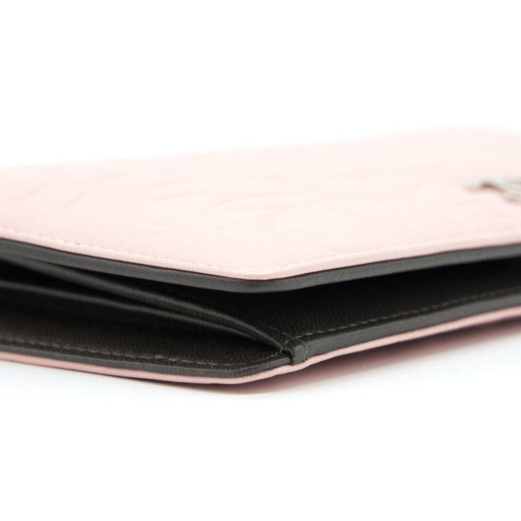 Chanel Camellia Long Wallet Lambskin Light Pink/Dark Brown