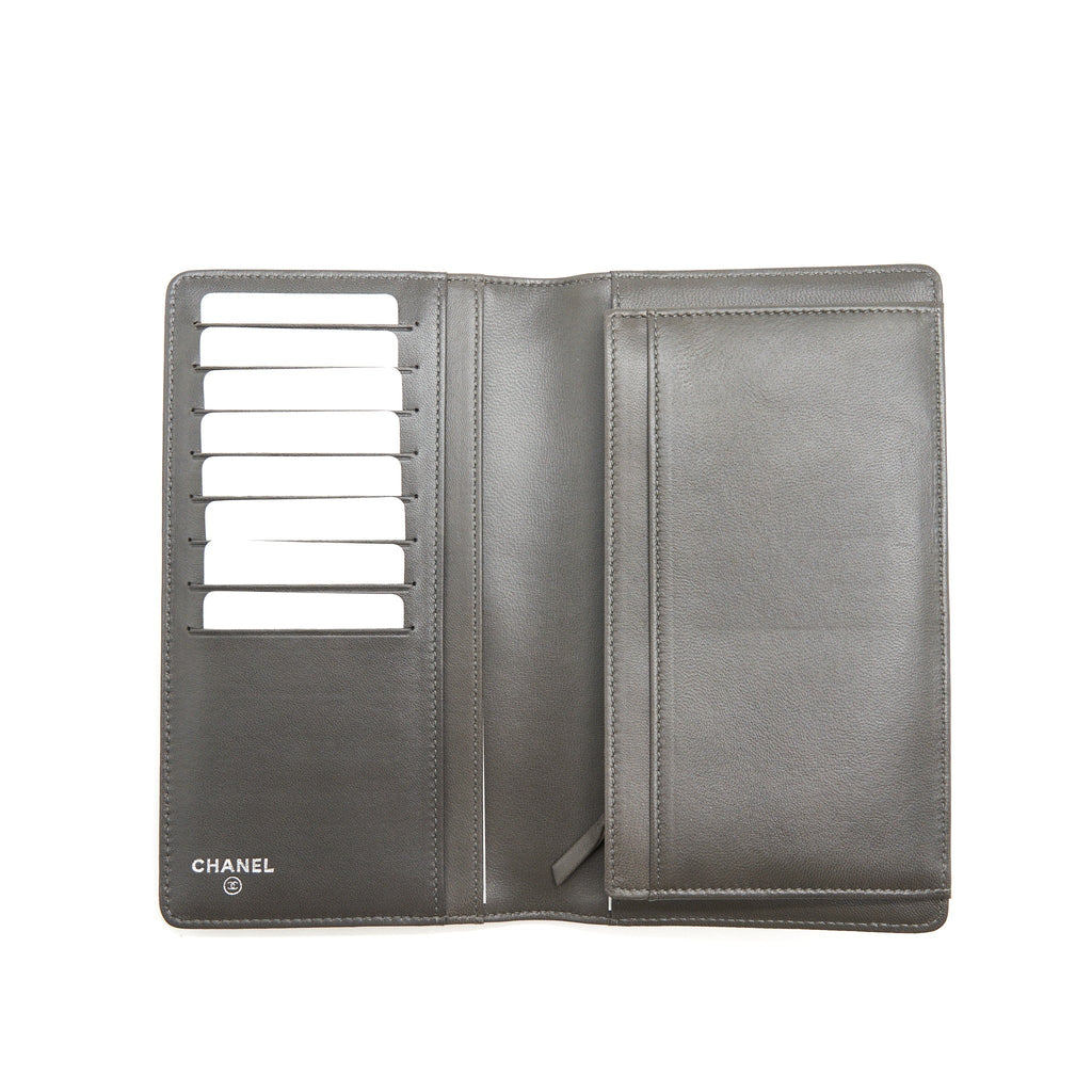 Chanel Camellia Long Wallet Lambskin Light Pink/Dark Brown