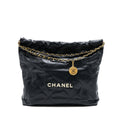 Chanel 22 Bag Medium Shiny Calfskin Black  (Microchip)
