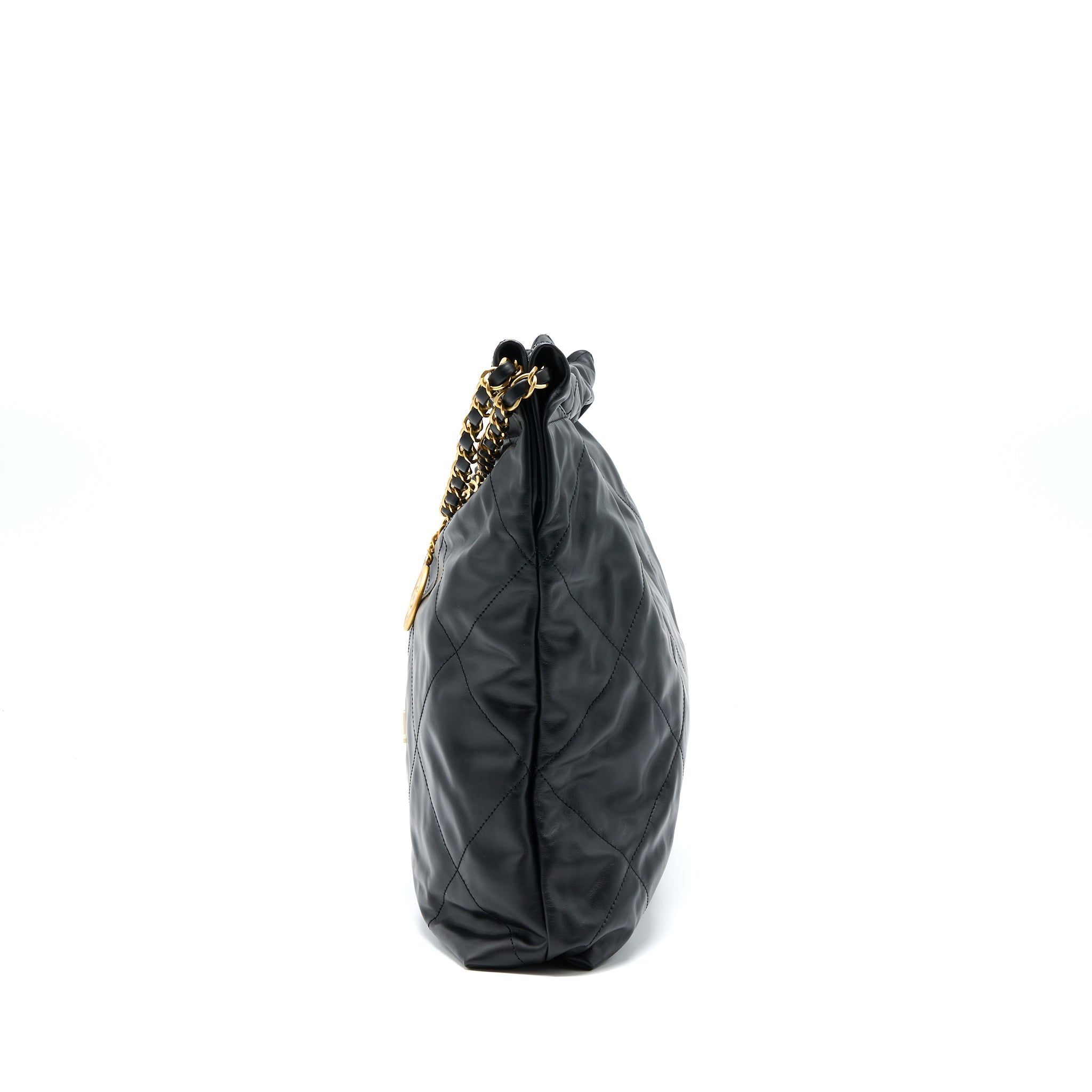 Chanel 22 Bag Medium Shiny Calfskin Black  (Microchip)