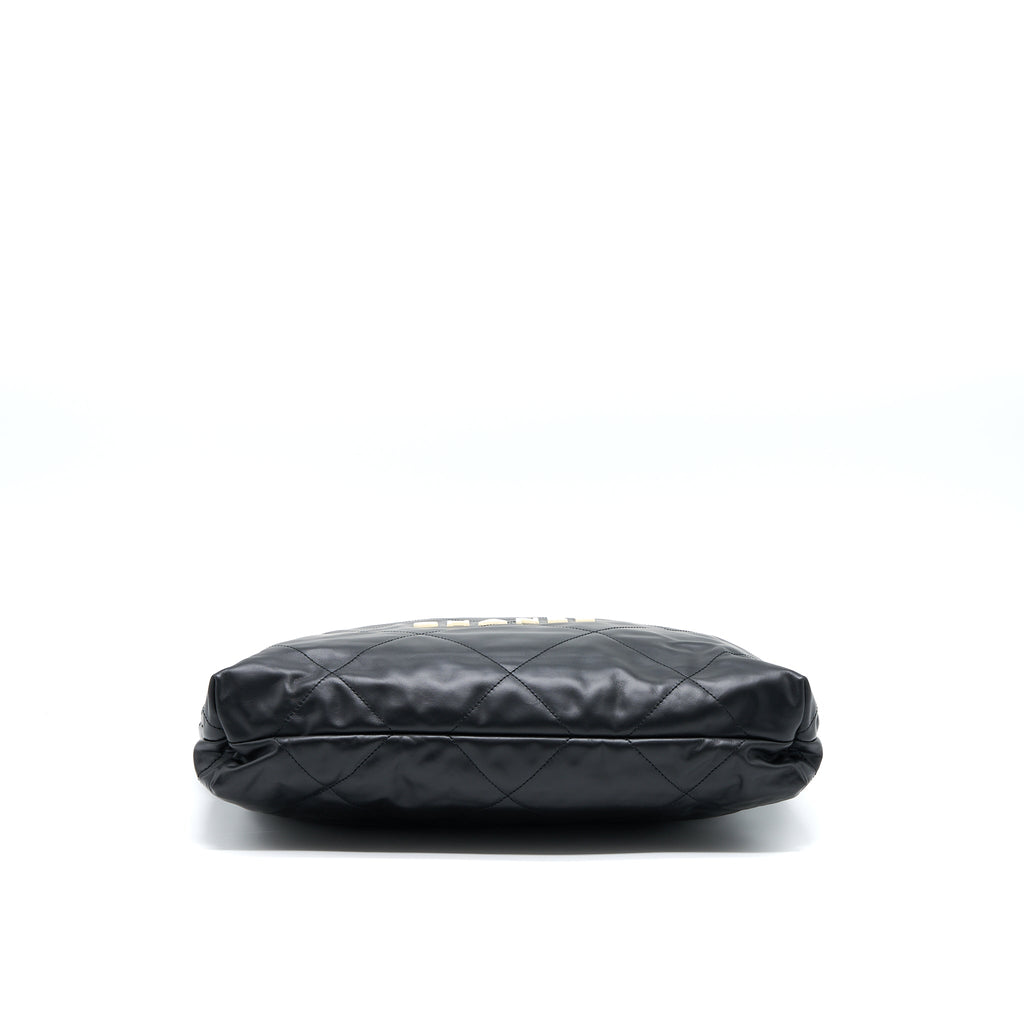 Chanel 22 Bag Medium Shiny Calfskin Black  (Microchip)