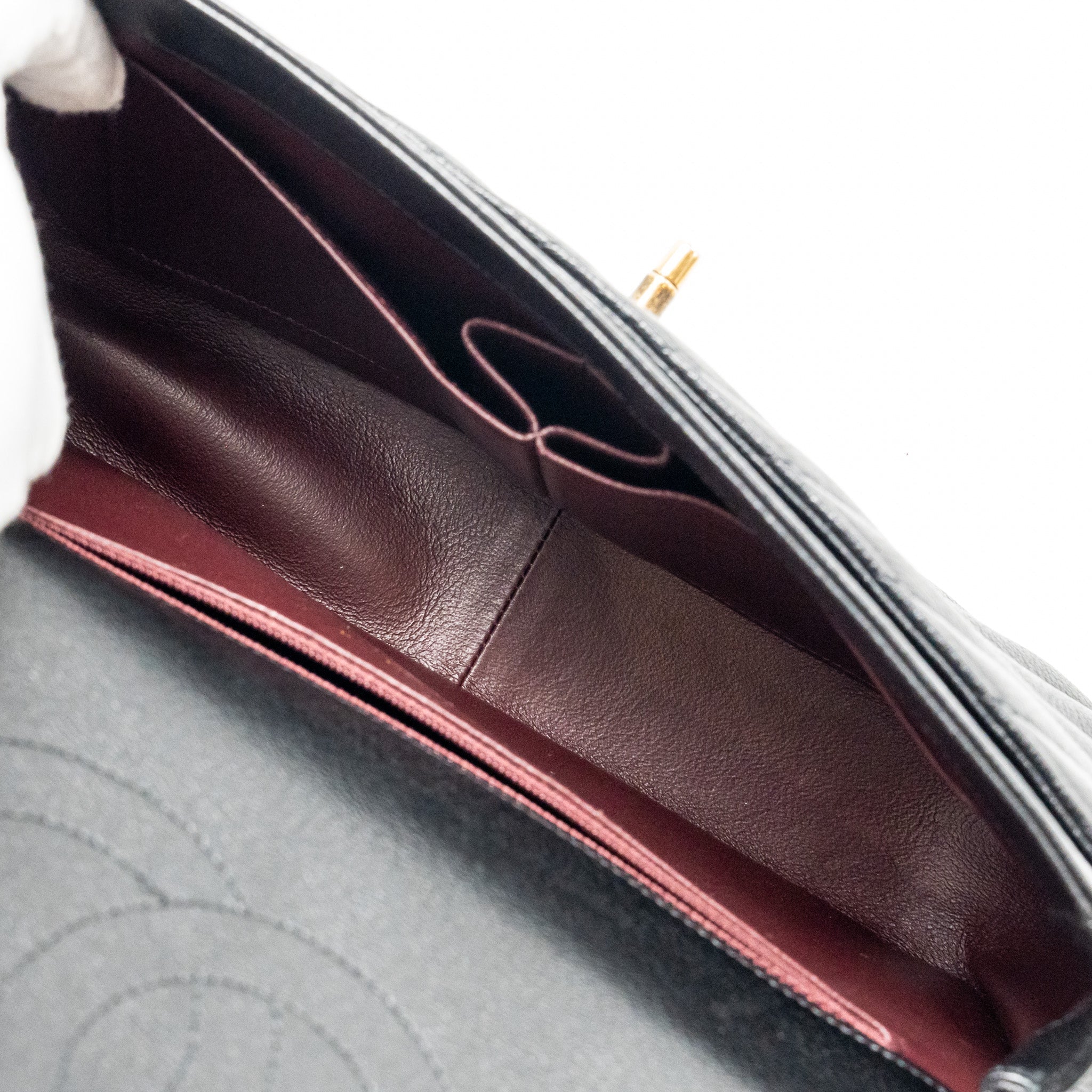 Chanel Small Diagnoal Flap Bag Shiny Goatskin Black