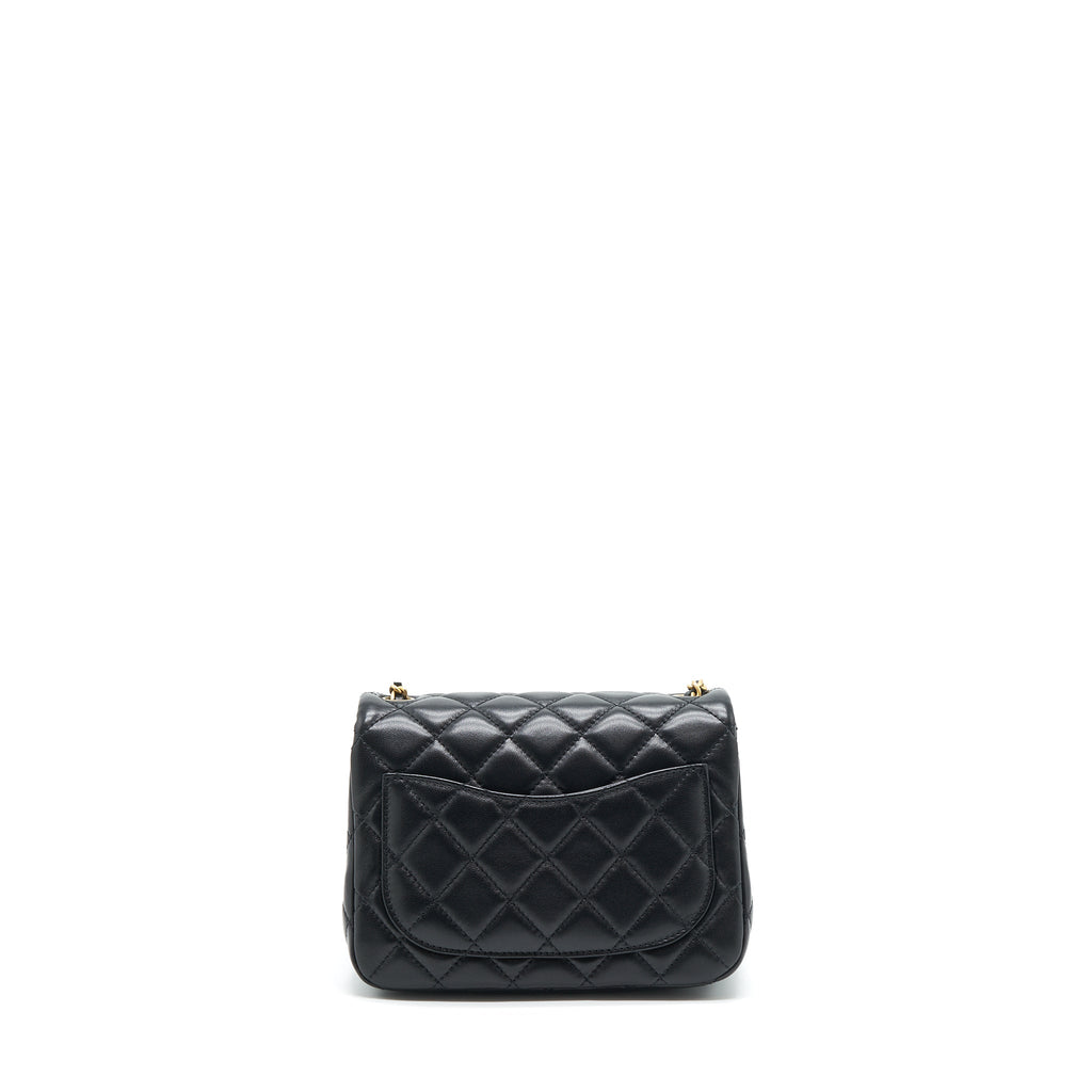 Chanel Pearl Crush Mini Square Lambskin Black Brushed