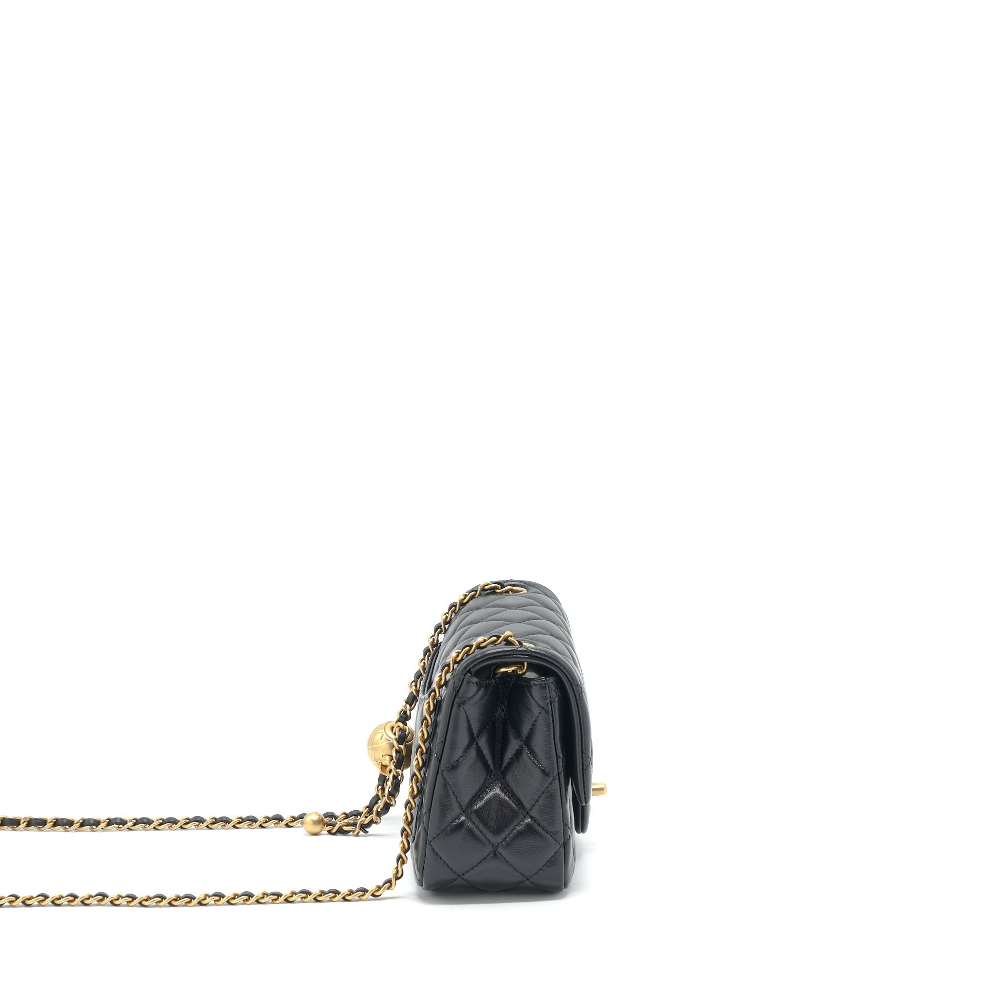 Chanel Pearl Crush Mini Square Lambskin Black Brushed