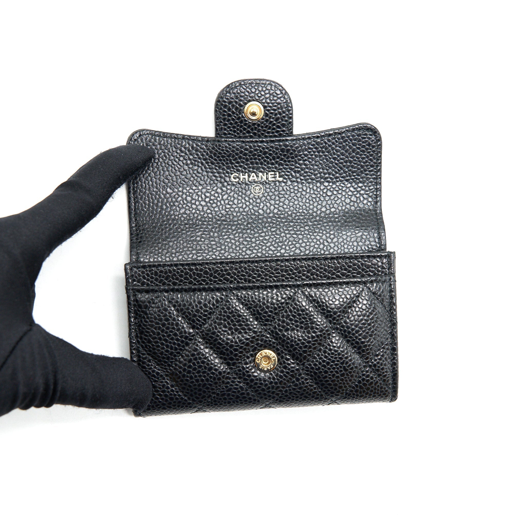 Chanel Classic flap card holder Caviar black