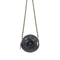 Chanel mini Round Camellia zippy Wallet with Chain Lambskin black
