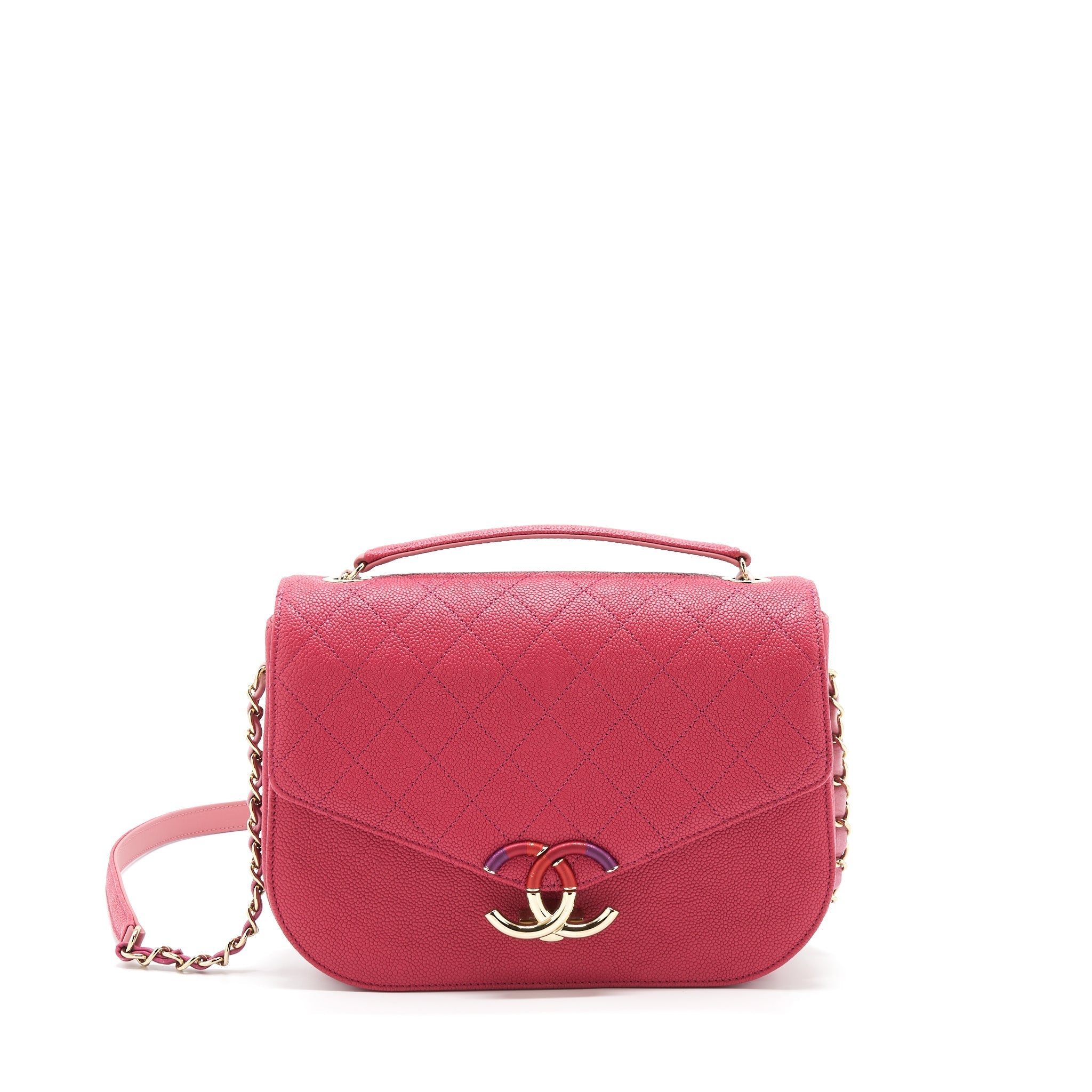 Chanel Seasonal Messenger Crossbody Bag Caviar Pink L