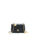 Chanel seasonal Mini Rectangular Flap Bag Heart Charm Chain Lambskin Black  (Microchip)