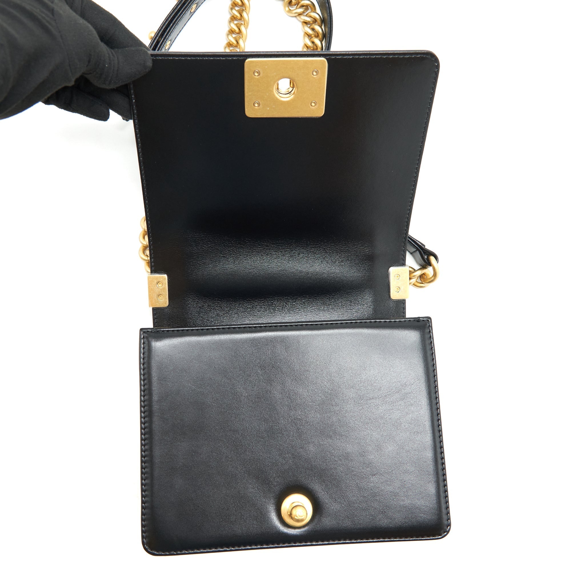 Chanel 22P Mini Boy chain handbag Calfskin black