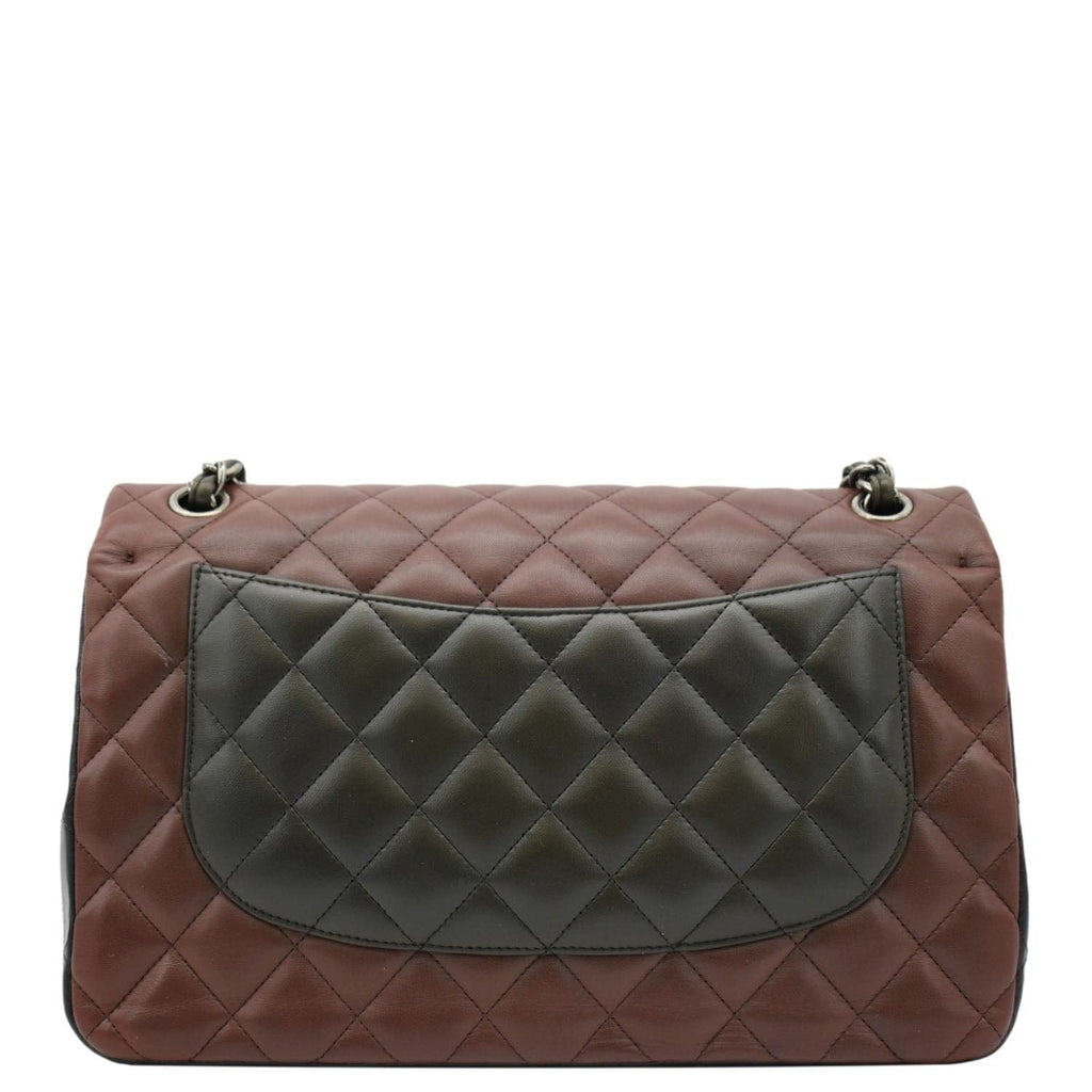 CHANEL Classic Double Flap Medium Quilted Leather Crossbody Tricolor