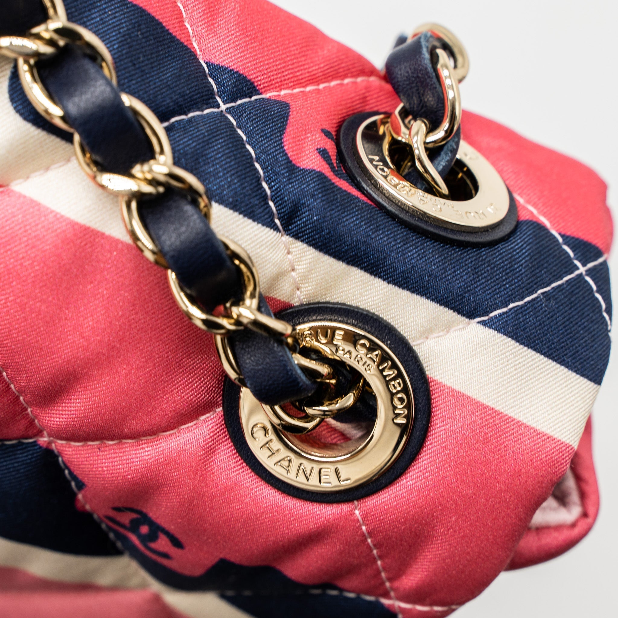 Chanel CC Logo Printed Flap Bag Fabric Multicolour L (Microchip)