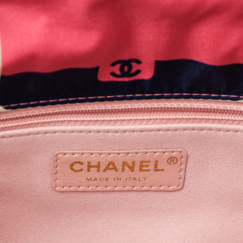Chanel CC Logo Printed Flap Bag Fabric Multicolour L (Microchip)