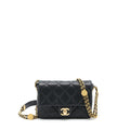 Chanel 22A Small Flap Bag With Button On Chains Caviar Black Brushed