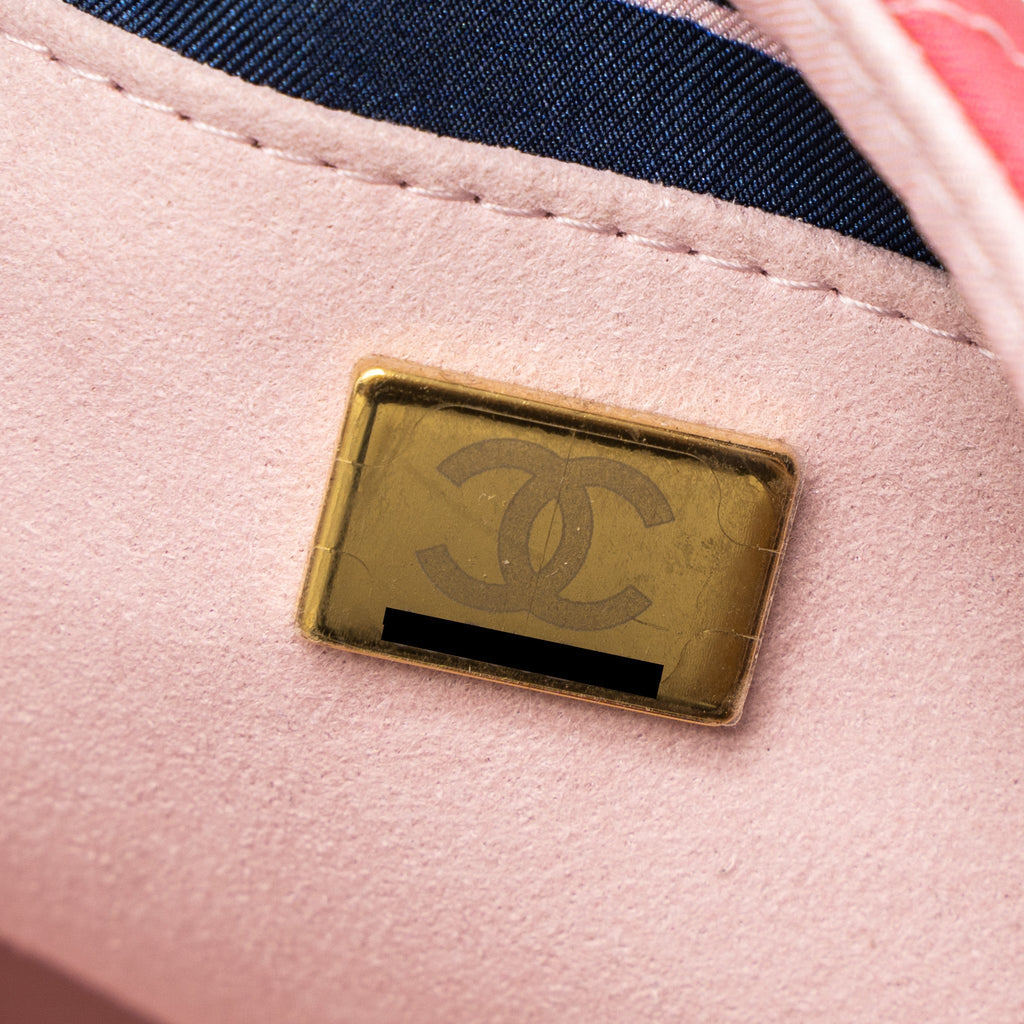 Chanel CC Logo Printed Flap Bag Fabric Multicolour L (Microchip)