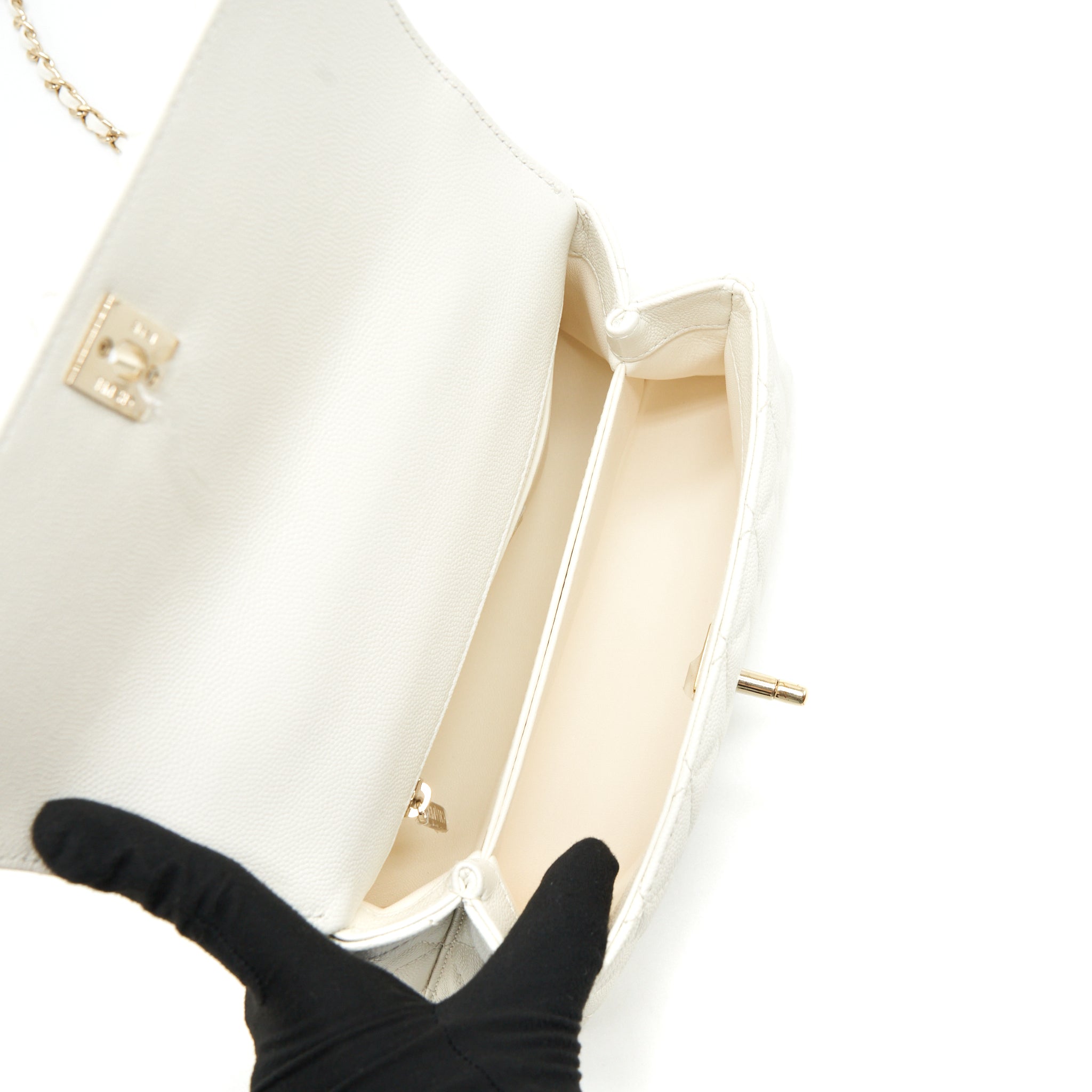 Chanel Small Coco handle Caviar White L