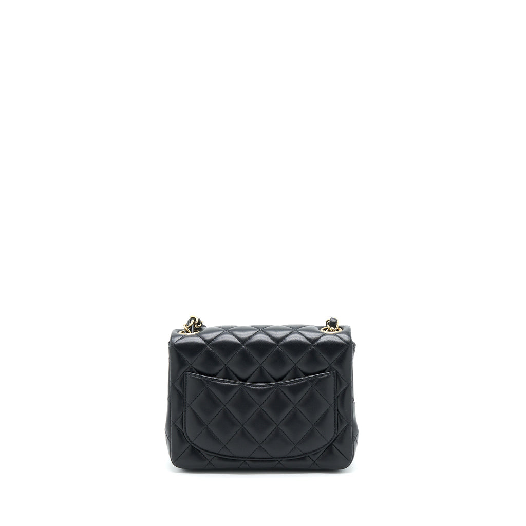 Chanel Mini Square Flap Bag Lambskin Black  (Microchip)