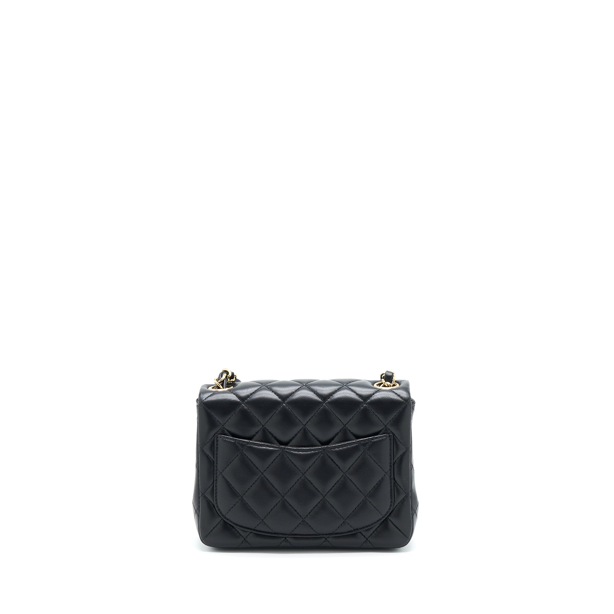 Chanel Mini Square Flap Bag Lambskin Black  (Microchip)